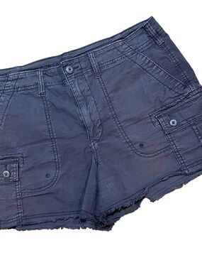 American Eagle Black Shorts Cargo Denim Cutoffs Stretch Grunge Utility Size 10